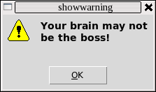 Screen shot of showwarning.